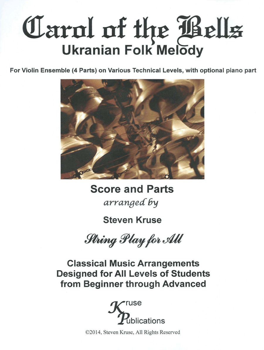Carol of the Bells for Violin Ensemble of four parts, on different ability levels, from pre-Twinkle 4-Part scores gallery preview page 2