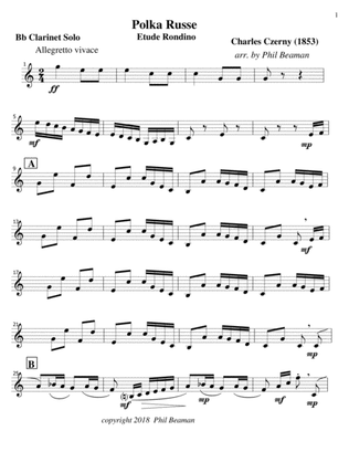 Polka Russe-Czerny-Bb Clarinet Solo