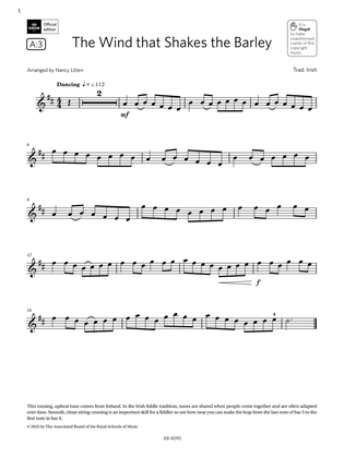The Wind that Shakes the Barley (Grade 1, A3, from the ABRSM Violin Syllabus from 2024)