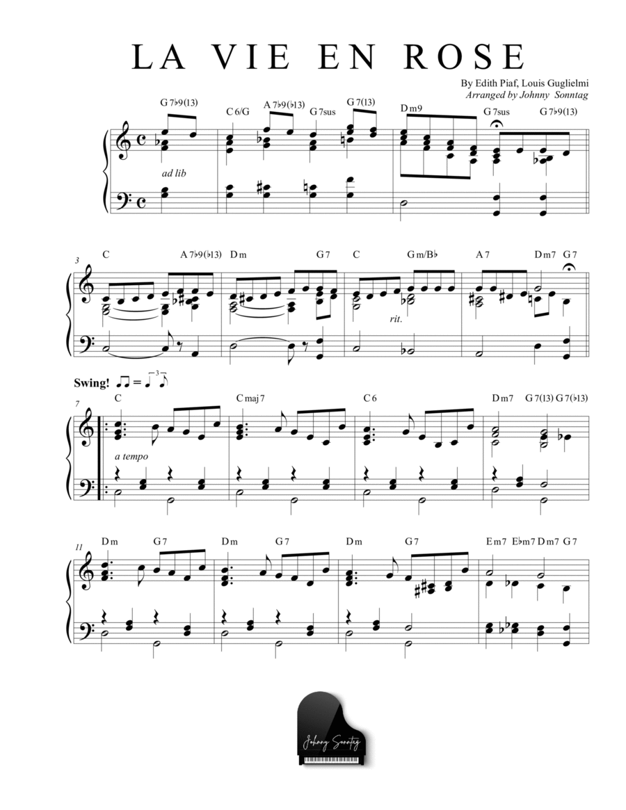 La Vie En Rose Piano Solo scores gallery preview page 1
