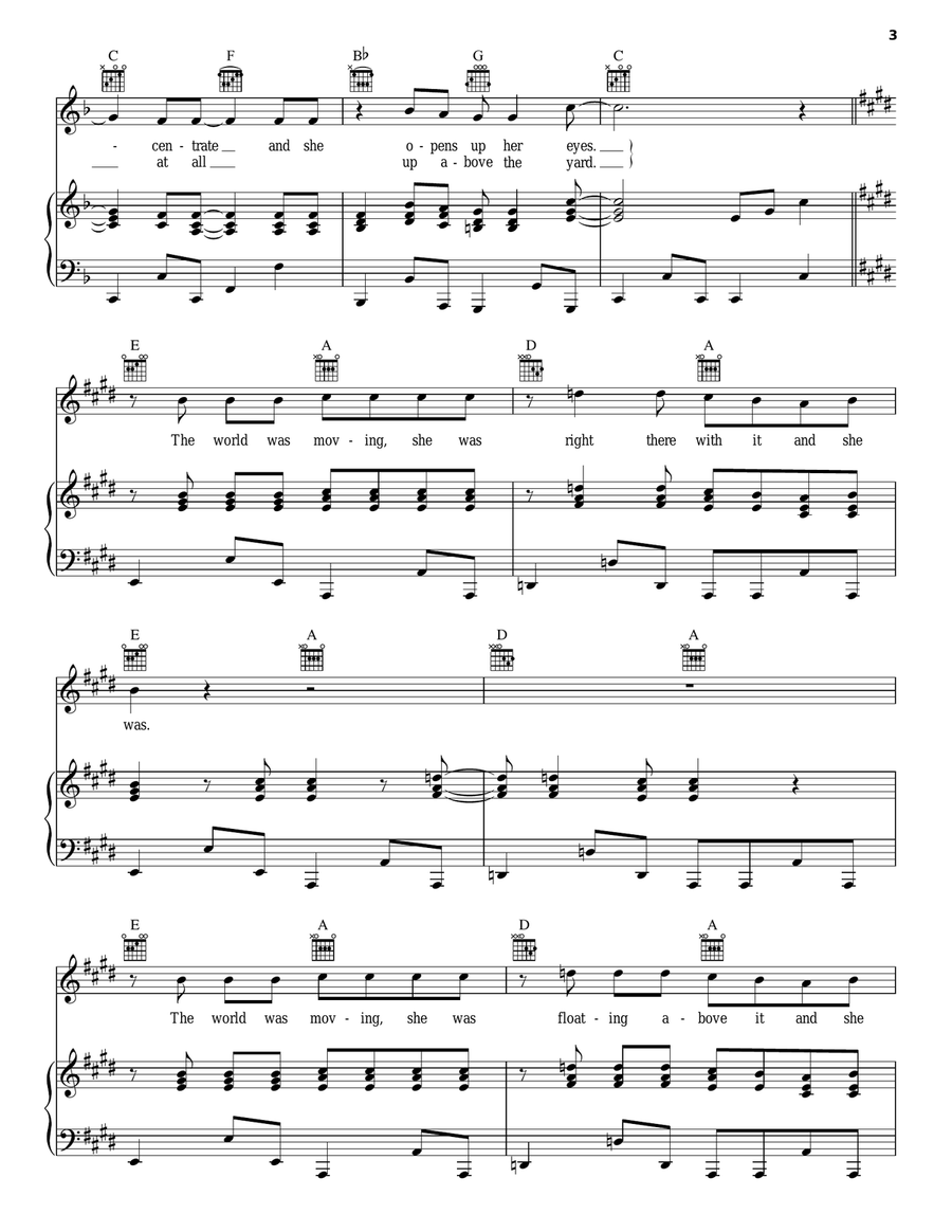 And She Was And She Was Piano, Vocal, Guitar scores gallery preview page 3