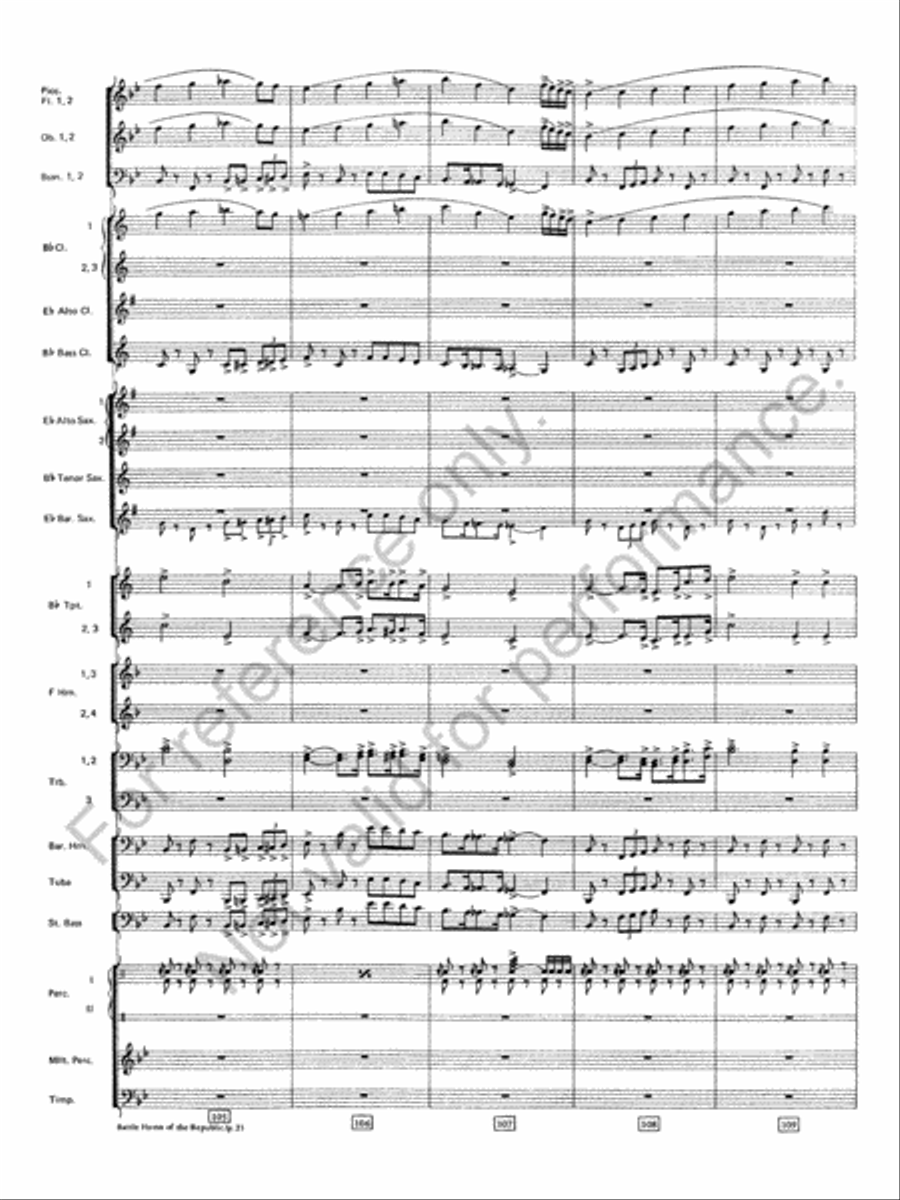 Battle Hymn Of The Republic Concert Band scores gallery preview page 22