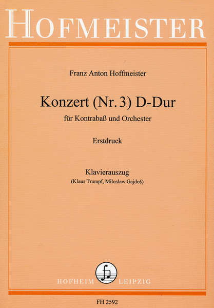 Konzert Nr. 3 D-Dur fur Kontrabass und Orchester / KlA
