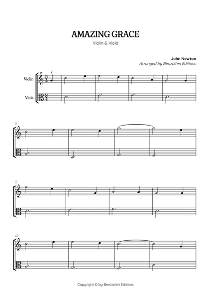 Amazing Grace • super easy violin and viola sheet music image number null