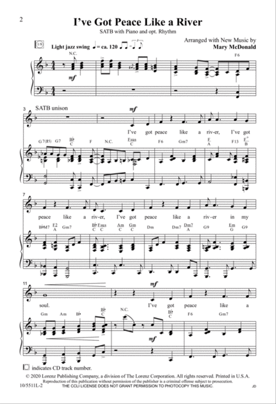 I've Got Peace Like a River 4-Part scores gallery preview page 2