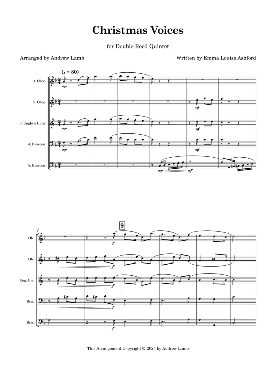 Emma Louise Ashford | Christmas Voices | for Double-Reed Quintet Woodwind Ensemble scores gallery preview page 4