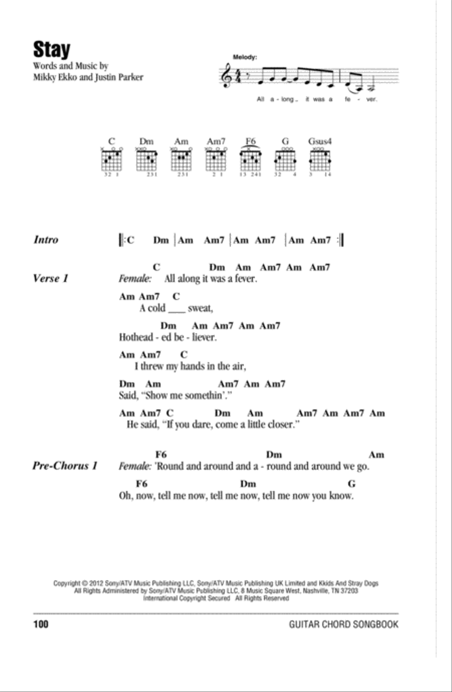 Stay Acoustic Guitar scores gallery preview page 1
