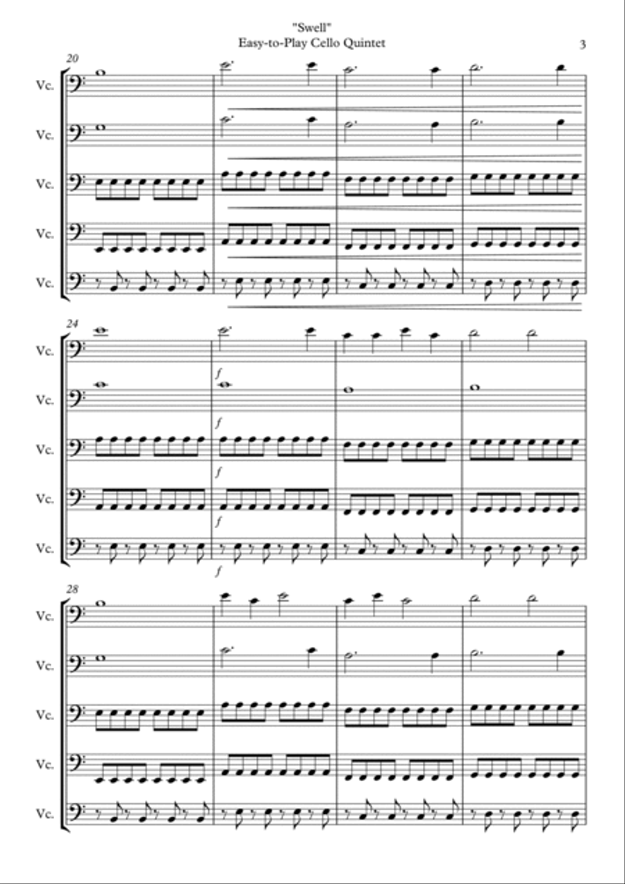 Swell - Easy Cello Quintet String Quartet scores gallery preview page 3