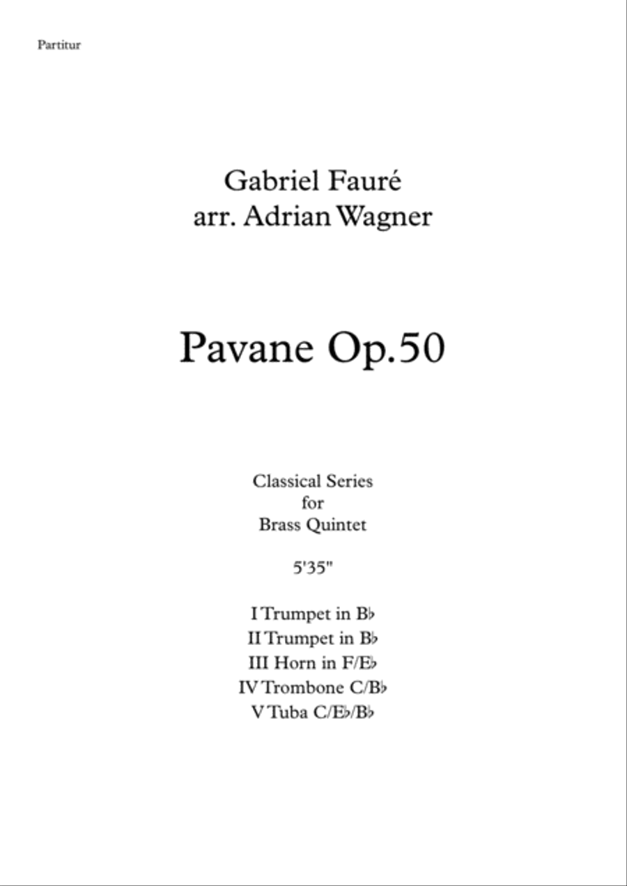 "Pavane op.50" (Brass Quintet) arr. Adrian Wagner image number null