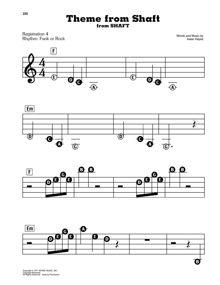 Theme From Shaft Theme From Shaft Electronic Keyboard scores gallery preview page 1