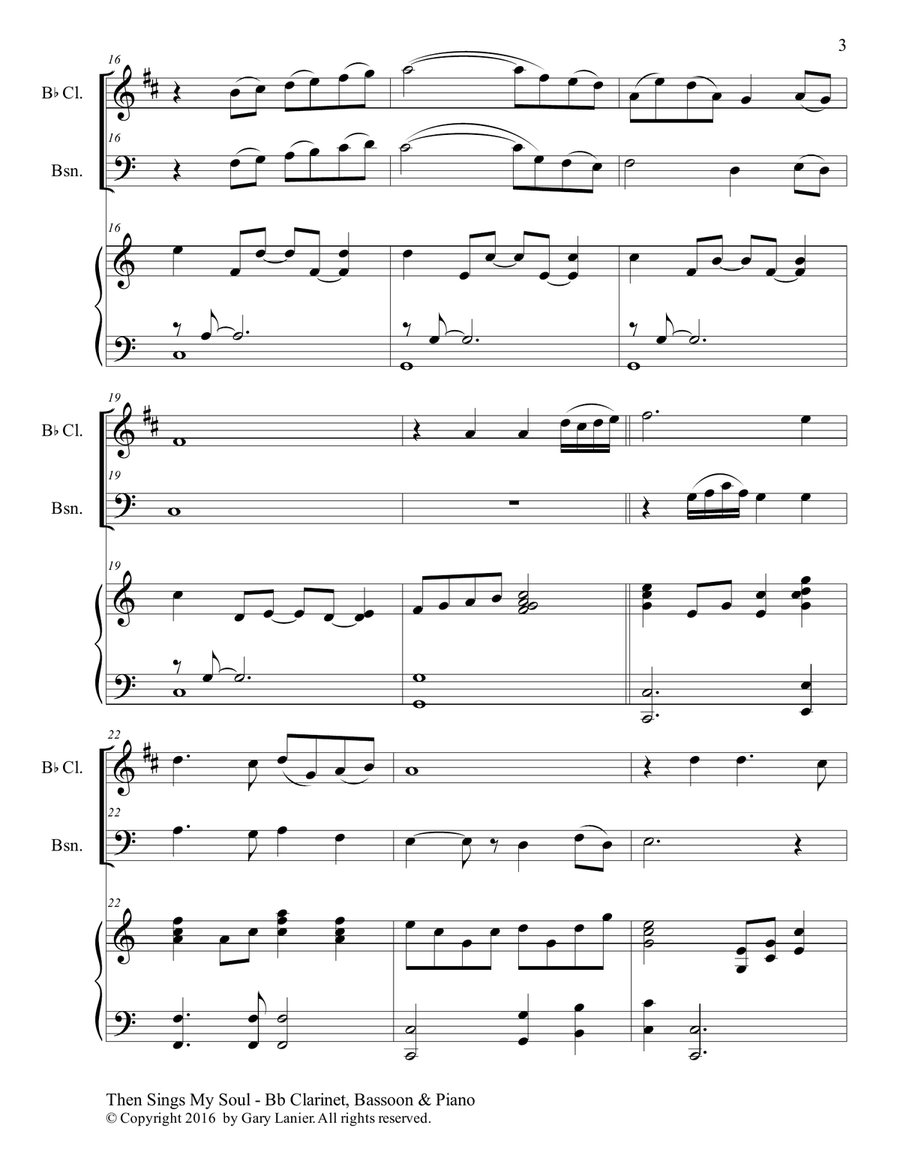 Trios for 3 GREAT HYMNS (Bb Clarinet & Bassoon with Piano and Parts) Woodwind Duet scores gallery preview page 4