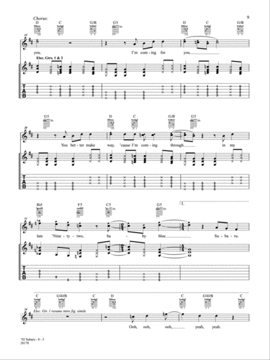 92 Subaru Guitar Tablature scores gallery preview page 3