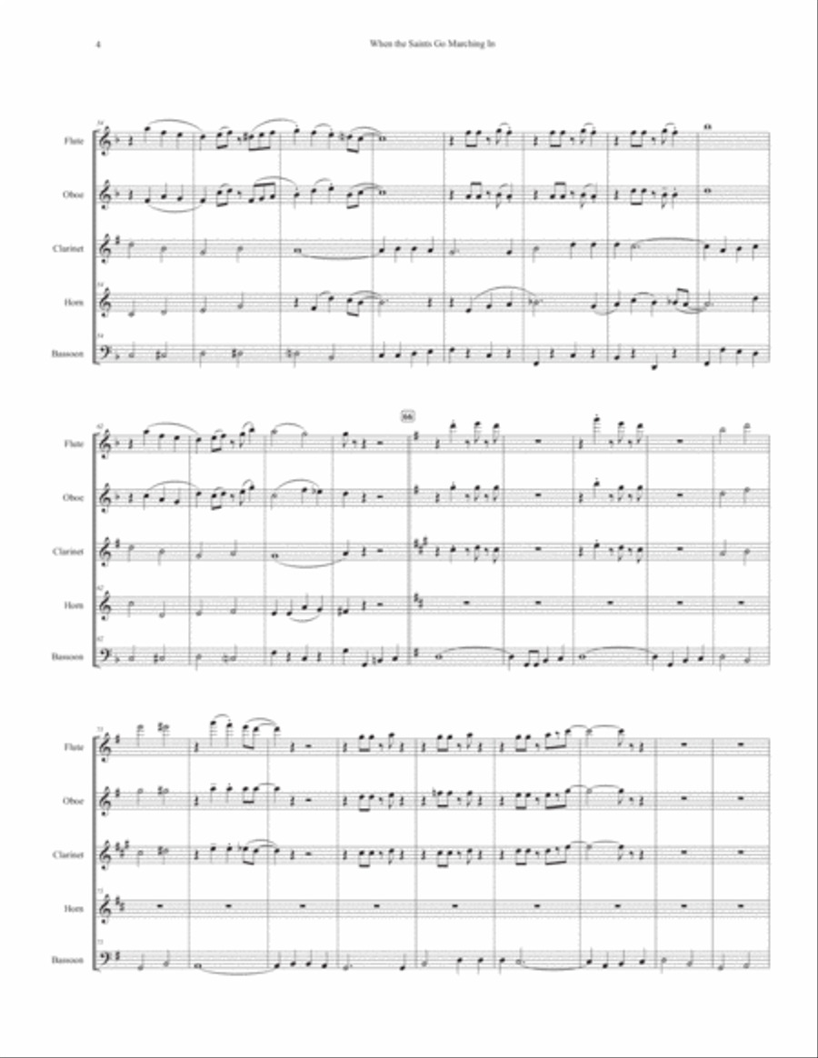 When the Saints Go Marching In (for Woodwind Quintet) Woodwind Quintet scores gallery preview page 4