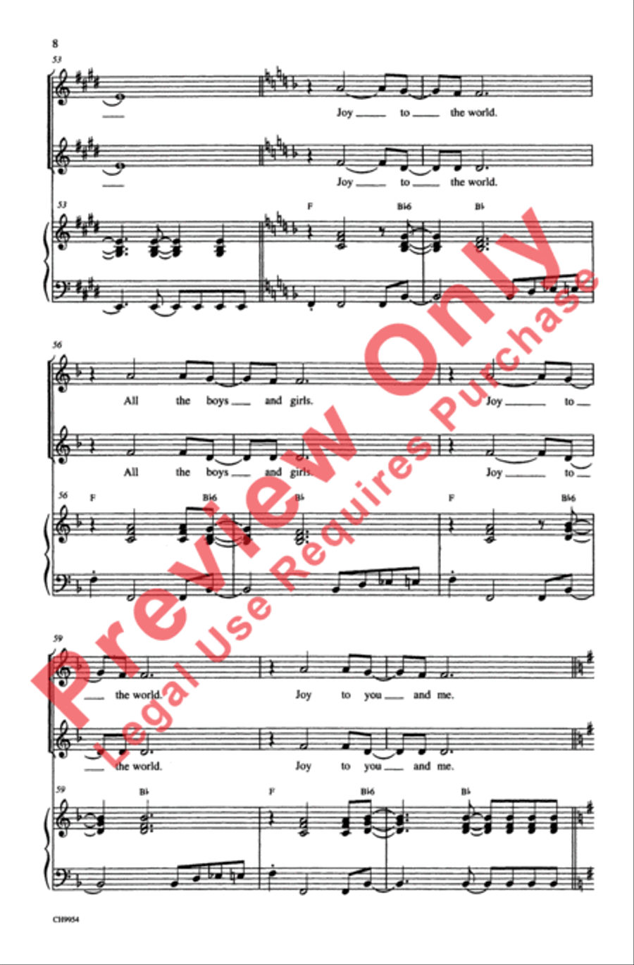 Joy to the World (Jeremiah Was a Bullfrog) Unison Choir scores gallery preview page 8