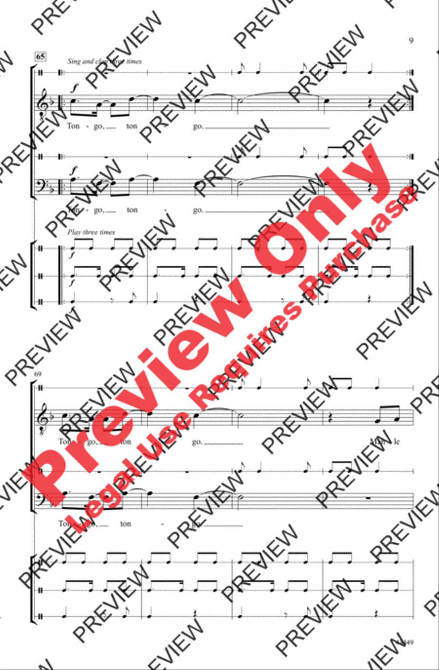 Tongo Tongo Men's Choir scores gallery preview page 9