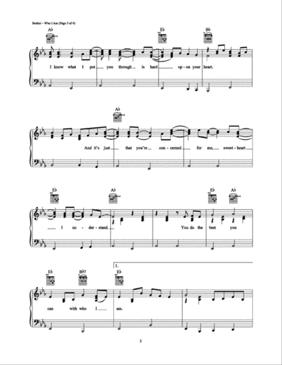 Who I Am Piano, Vocal, Guitar scores gallery preview page 3