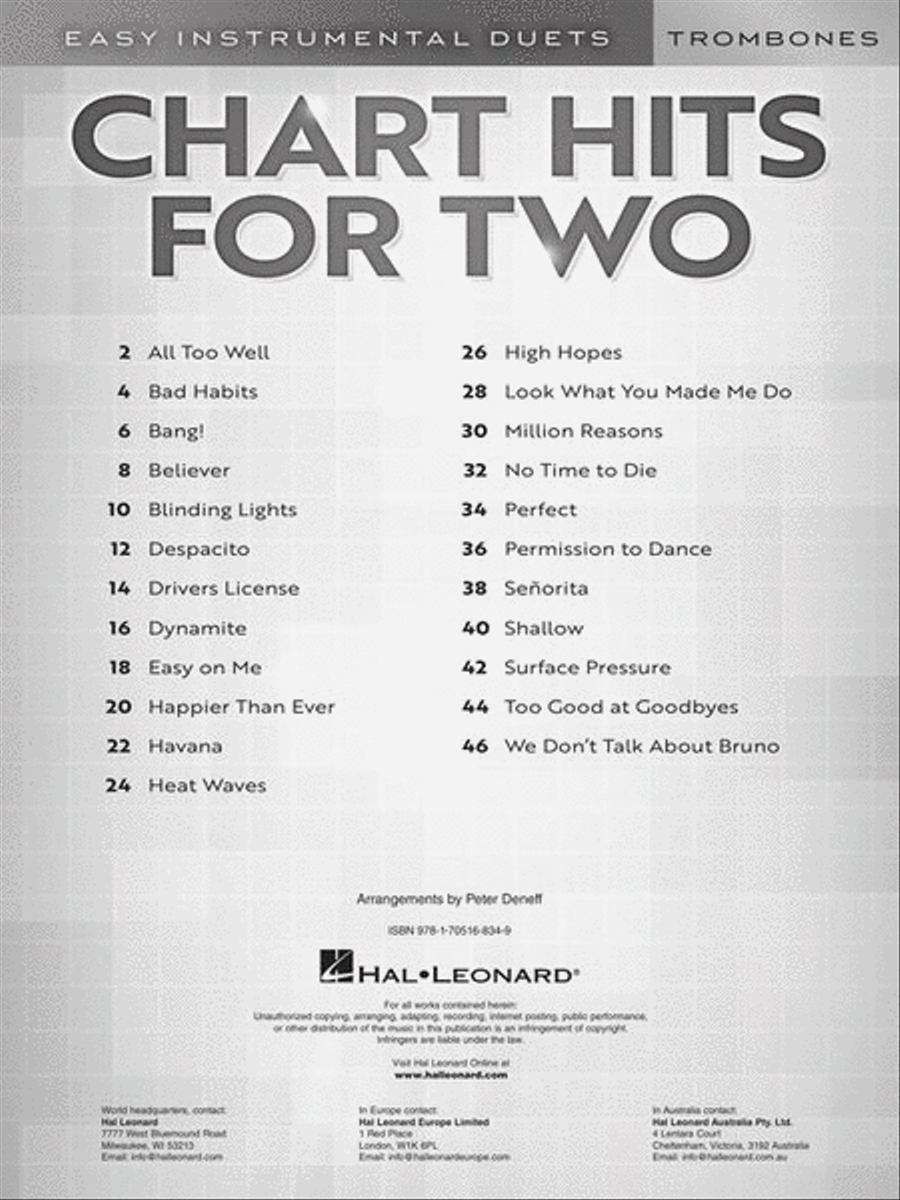 Chart Hits for Two Trombone scores gallery preview page 3