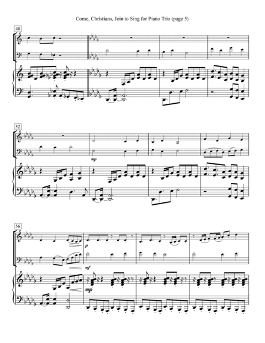 Come, Christians, Join to Sing for Piano Trio Piano Trio scores gallery preview page 5