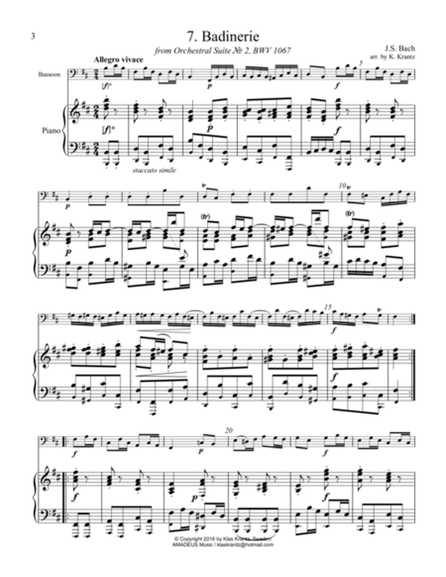 Menuet and Badinerie Suite 2 BWV 1067 for bassoon and piano (cello part ad lib) image number null