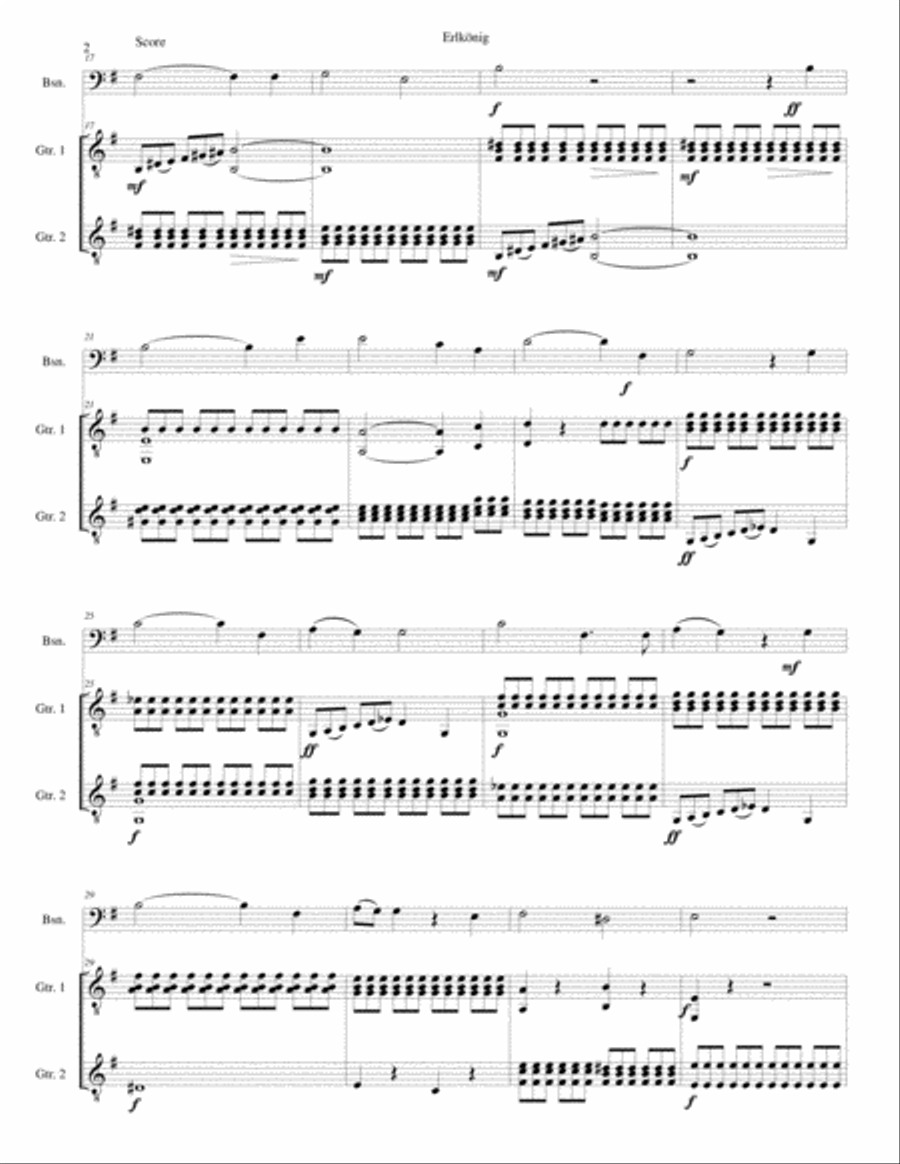 Erlkönig (The Erlking) for bassoon and 2 guitars Bassoon scores gallery preview page 2