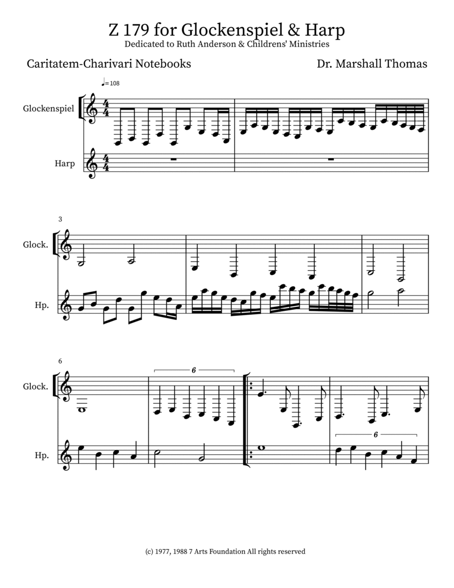 Z 179 for Glockenspiel & Harp Glockenspiel scores gallery preview page 1