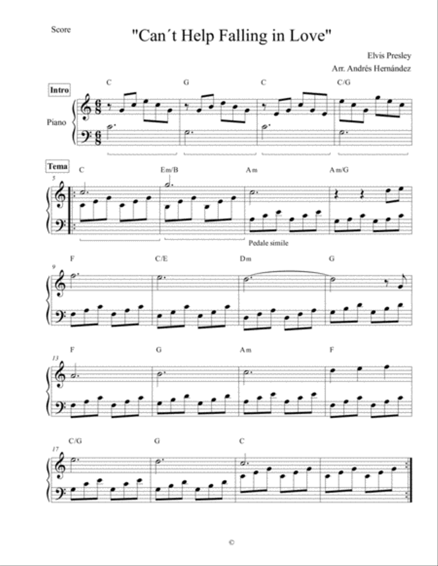 Can't Help Falling In Love Small Ensemble scores gallery preview page 1