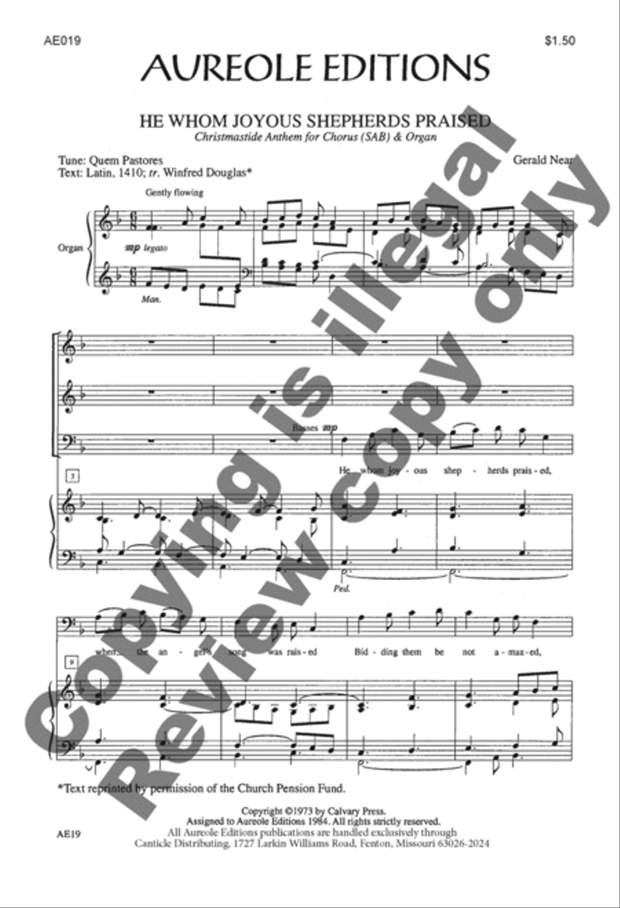 He Whom Joyous Shepherds Praised 3-Part scores gallery preview page 2