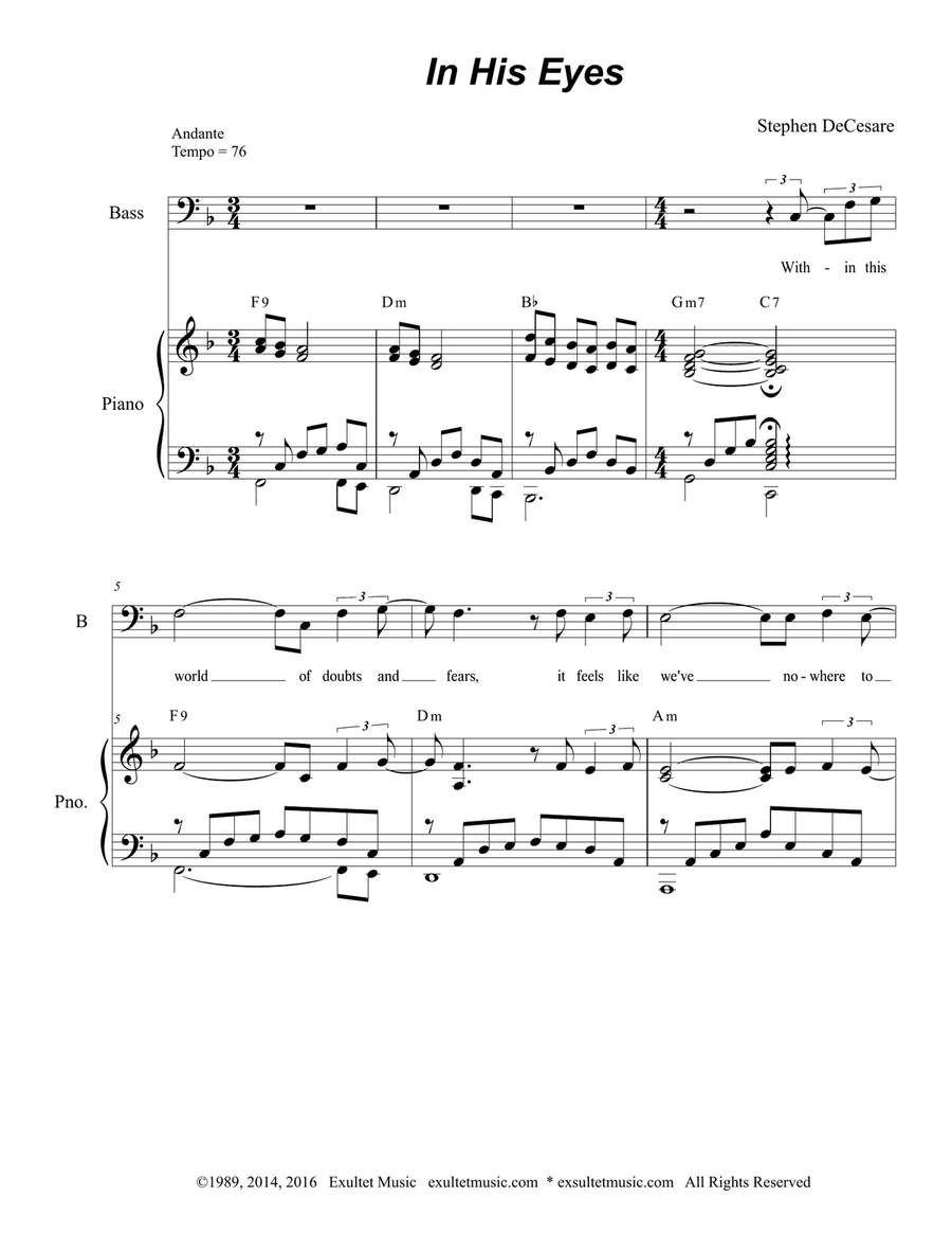 In His Eyes (Duet for Tenor and Bass Solo) Tenor Voice scores gallery preview page 2