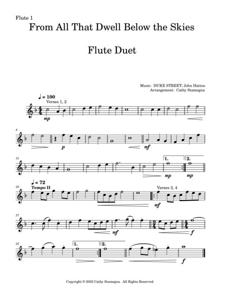 From All That Dwell Below the Skies (Flute Duet) image number null