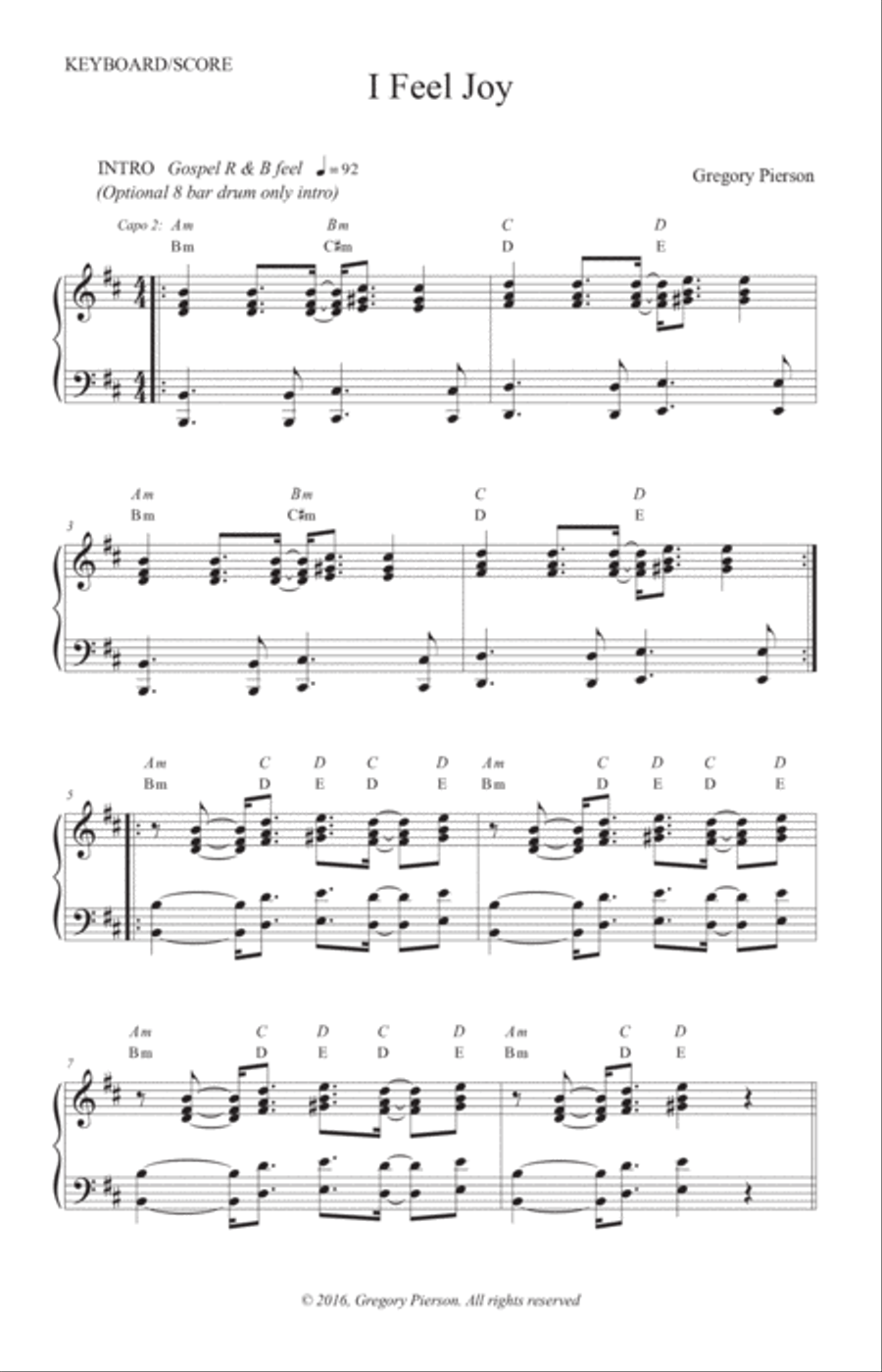 I Feel Joy Piano, Vocal, Guitar scores gallery preview page 2