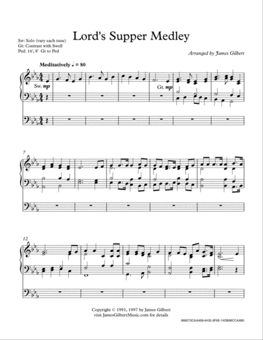 Lord's Supper (Communion) Medley Organ Solo scores gallery preview page 2