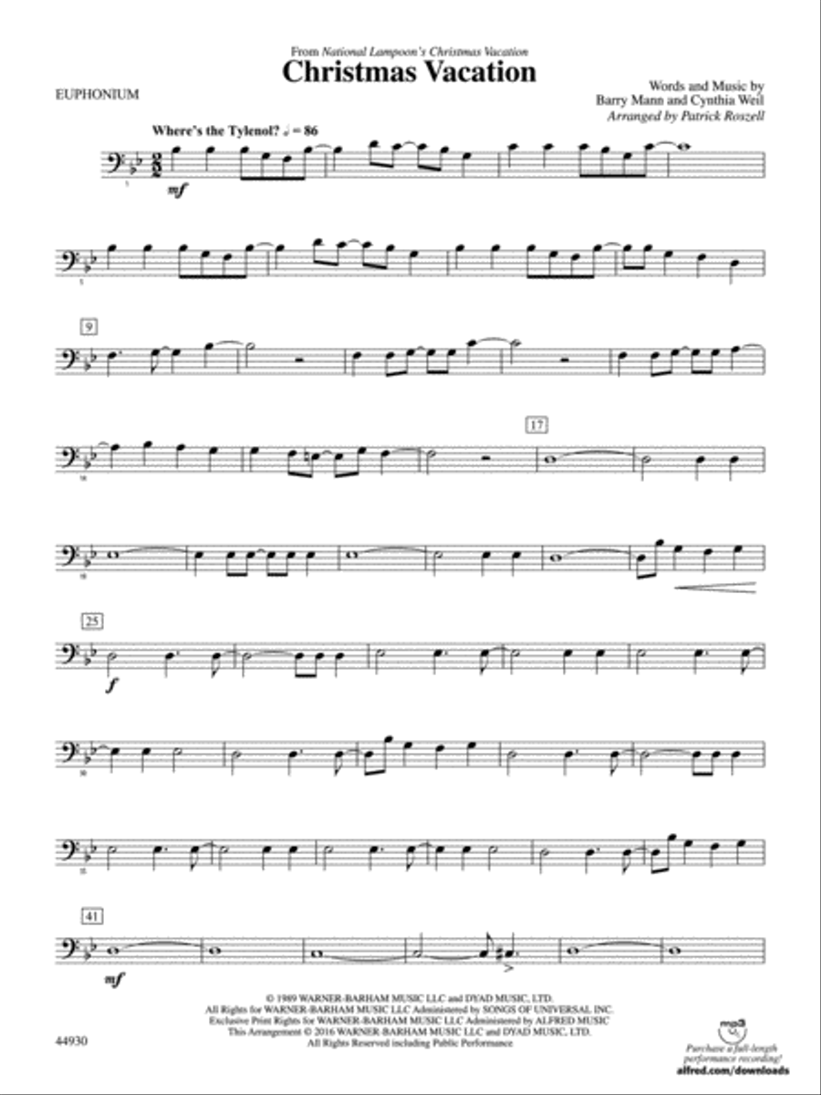Book cover for Christmas Vacation: Baritone B.C.