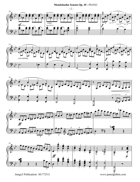 Mendelssohn: Sonata Op. 45 for Alto Sax & Piano image number null