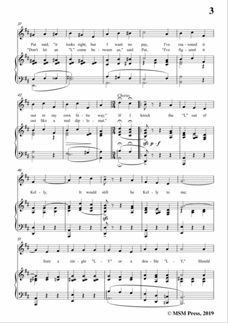Bert Grant-If I Knock the 'L' Out of Kelly,in D Major,for Voice&Piano Voice scores gallery preview page 5
