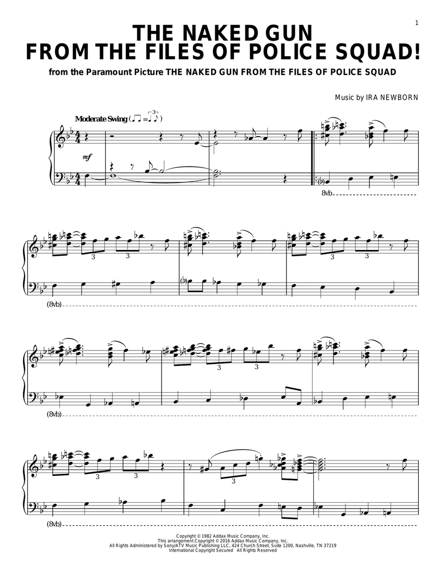 The Naked Gun From The Files Of Police Squad! Piano Solo scores gallery preview page 1