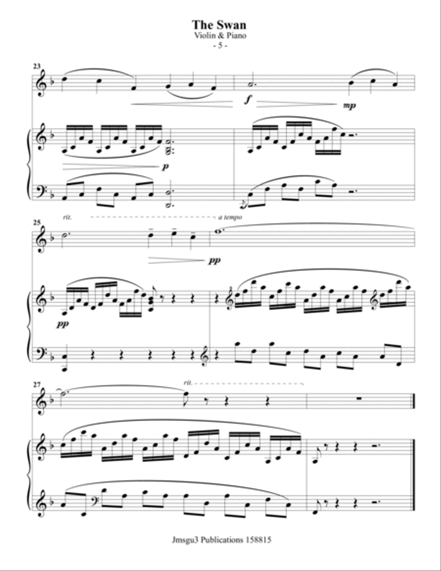 The swan violin and piano top