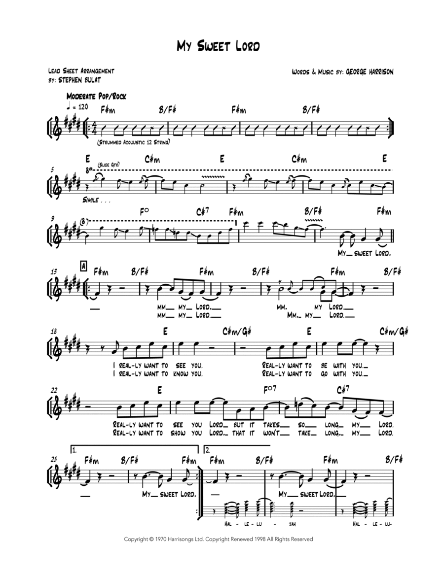 My Sweet Lord Piano scores gallery preview page 1