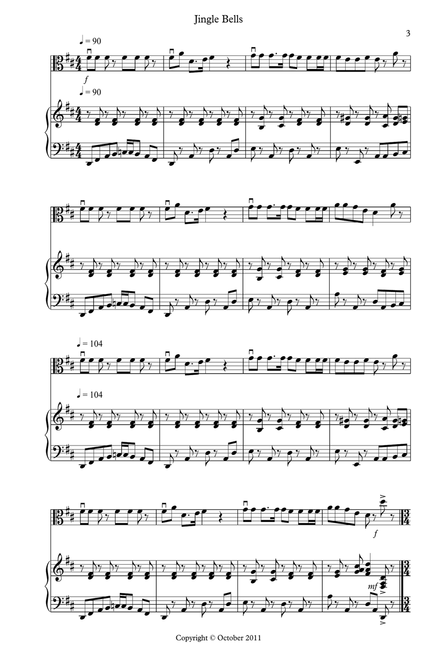 8 Easy Christmas Pieces for Viola And Piano Cello scores gallery preview page 3