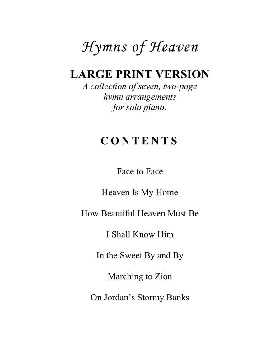 Hymns of Heaven (A Collection of LARGE PRINT Two-page Hymns for Solo Piano) Piano Solo scores gallery preview page 4