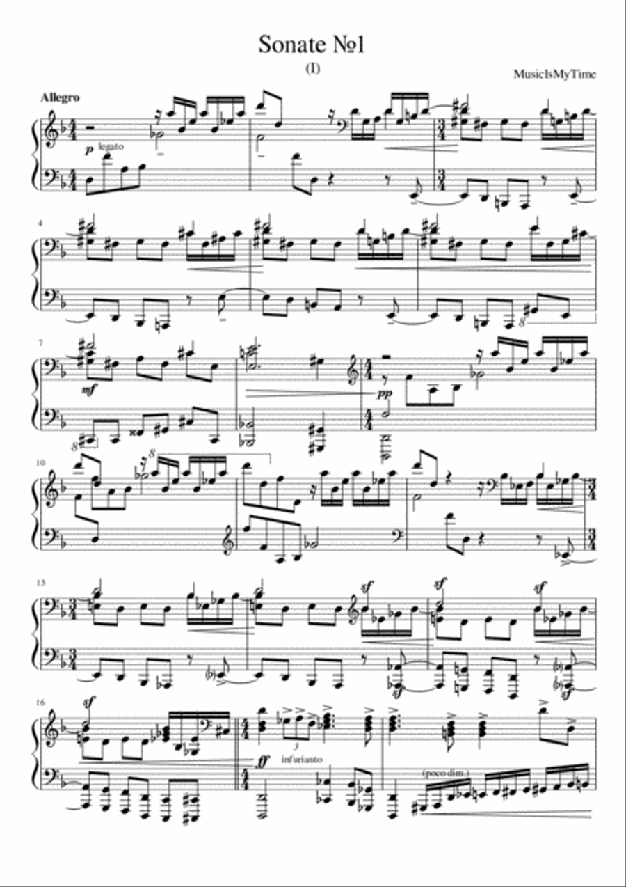 Sonate №1 (part I) Piano Solo scores gallery preview page 1
