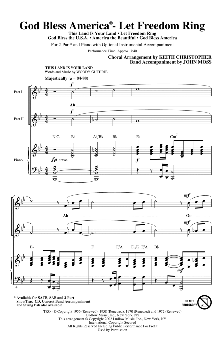God Bless America (Let Freedom Ring) (Medley) 2-Part scores gallery preview page 1