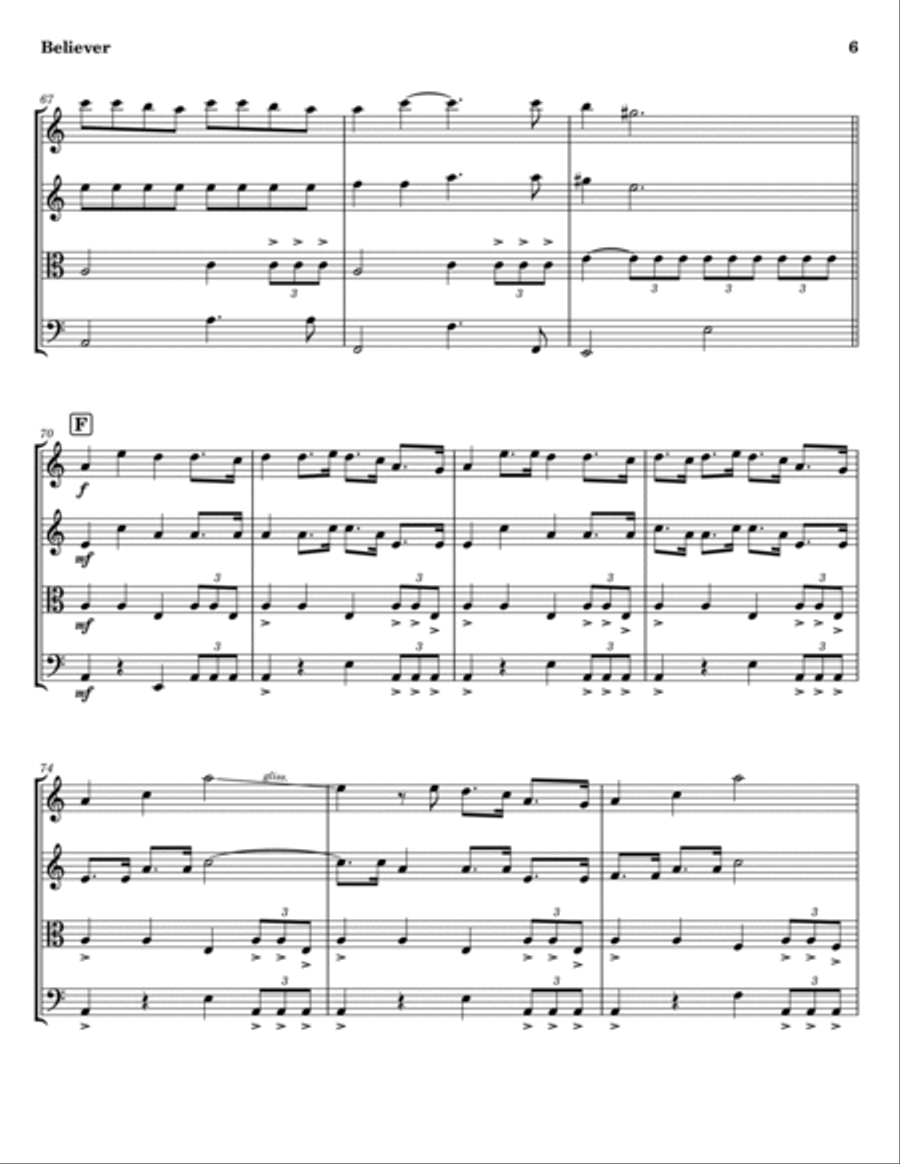 Believer Believer String Quartet scores gallery preview page 6