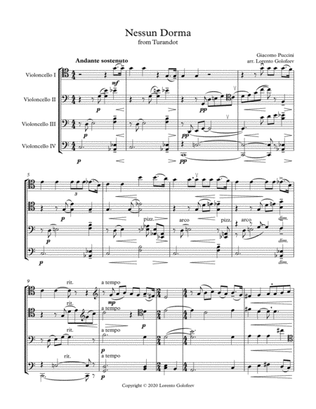 Nessun Dorma from Turandot - Cello Quartet