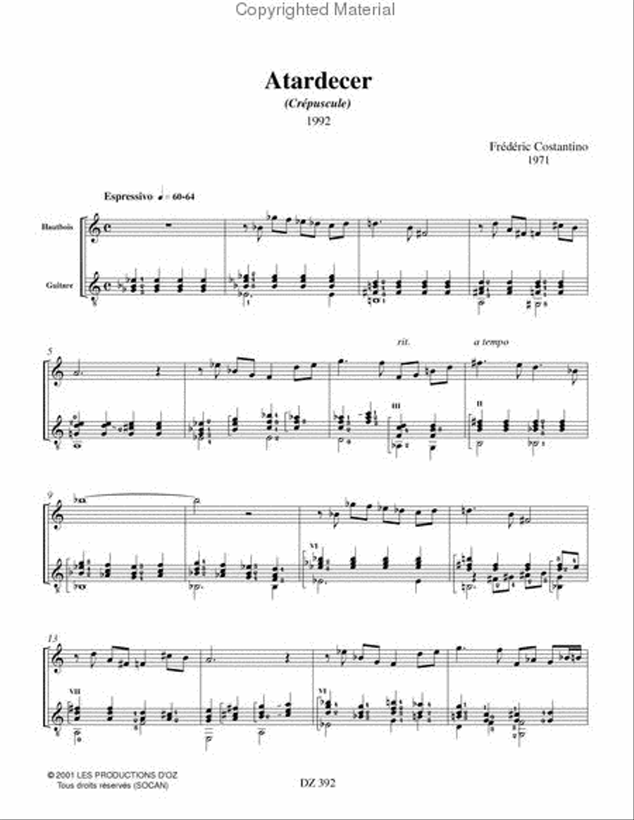 Atardecer, Noche fantástica Oboe scores gallery preview page 2