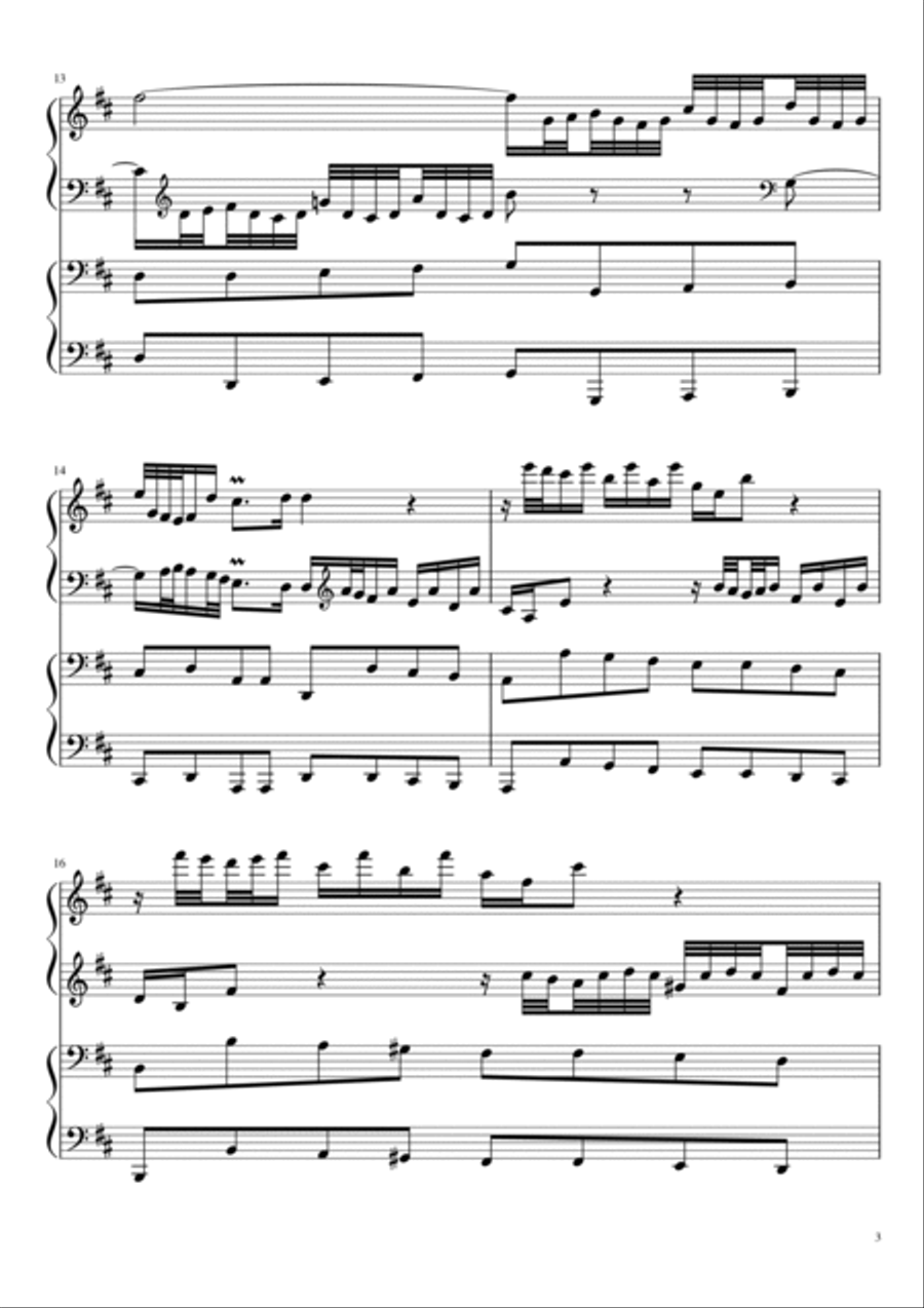 Organ sonata (Triosonata) n. 4 in E minor (BWV 528) - Andante - Arrangement for 4-hands piano Organ scores gallery preview page 3