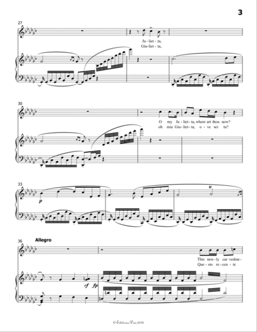 Ah! Se tu dormi,svegliati, by Vaccai Nicola, in G flat Major Voice scores gallery preview page 5