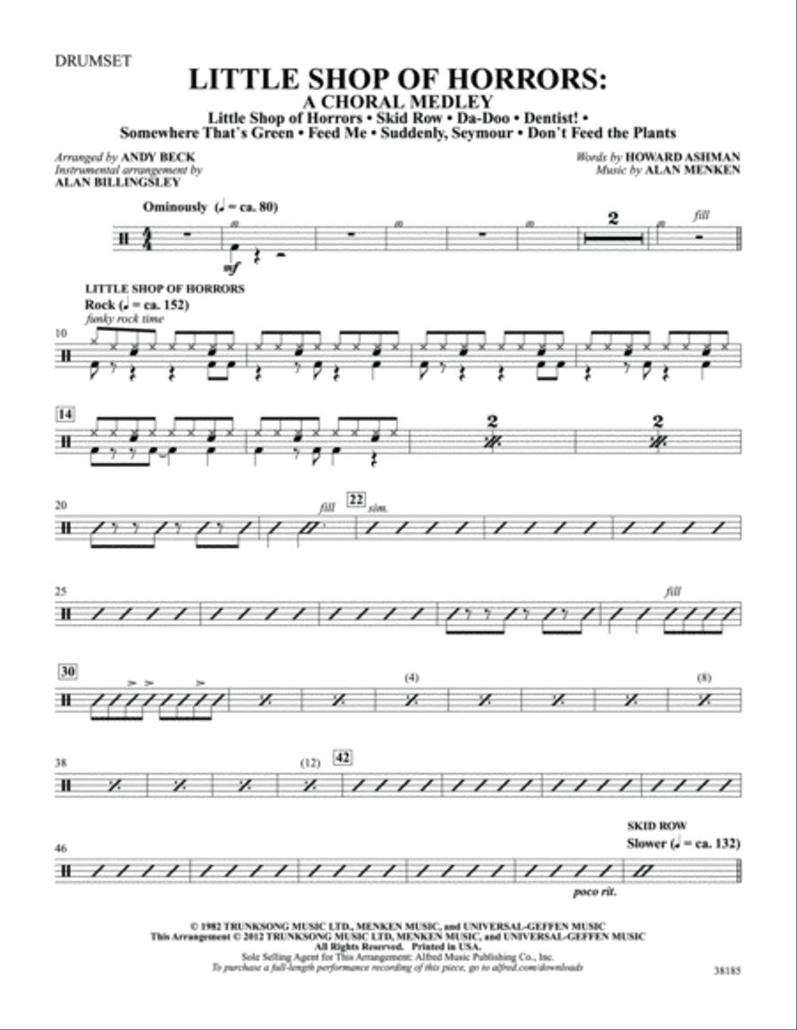 Little Shop of Horrors Drums scores gallery preview page 1