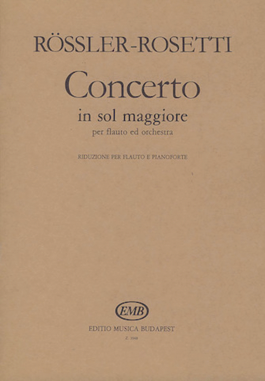 Concerto In Sol Maggiore Per Flauto Ed Orchestra