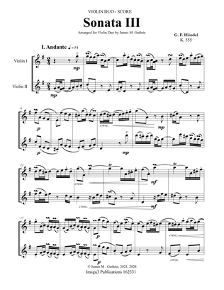 Handel: Sonata No. 3 for Violin Duo