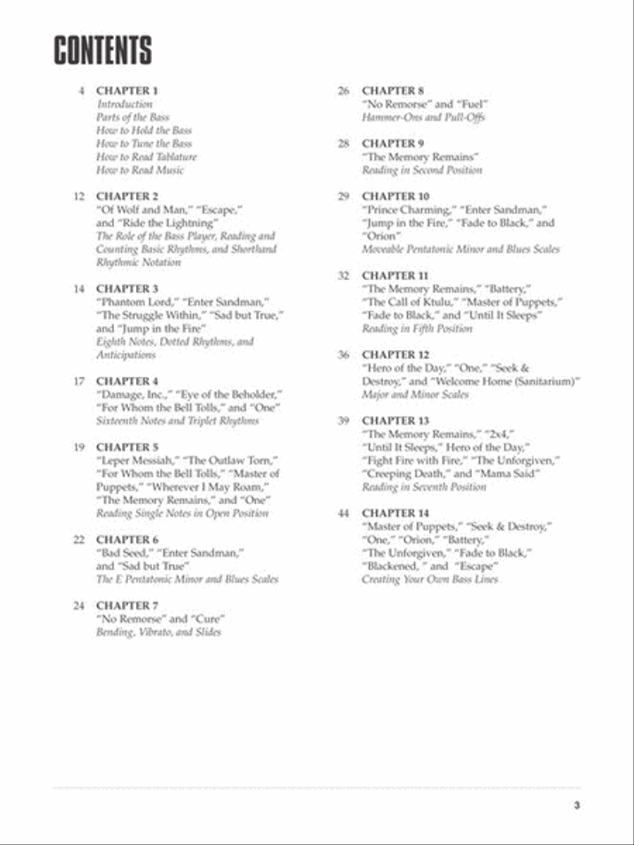 Learn to Play Bass with Metallica Bass Guitar Tablature scores gallery preview page 3